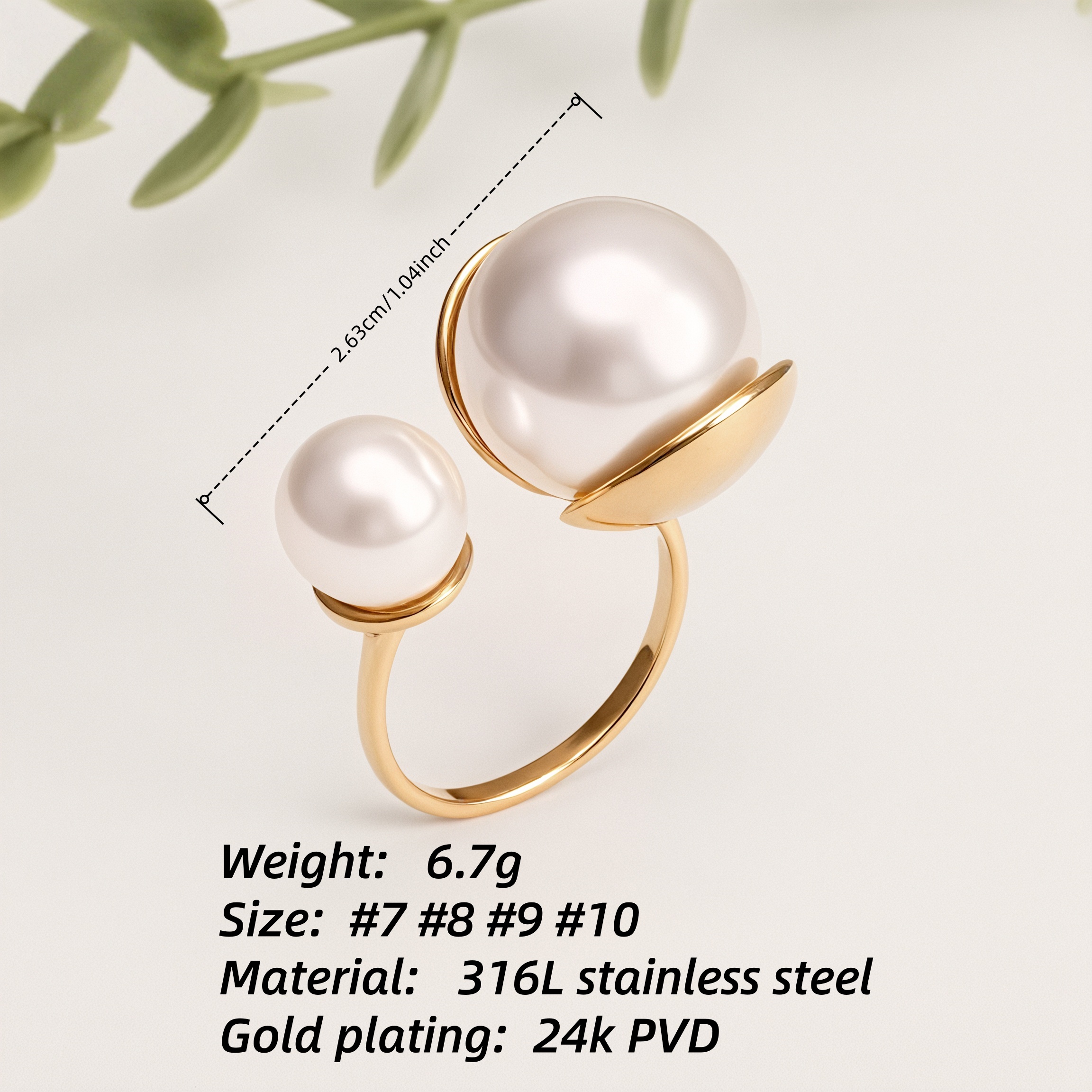 Metallic Texture Pearl Ring - Trendy and Versatile Unisex Accessory