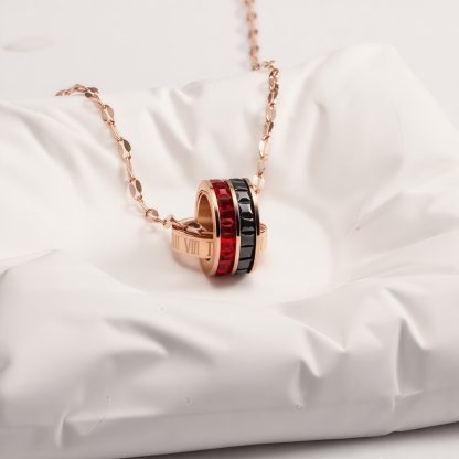 Rose Gold Interlocking Rings Pendant Necklace