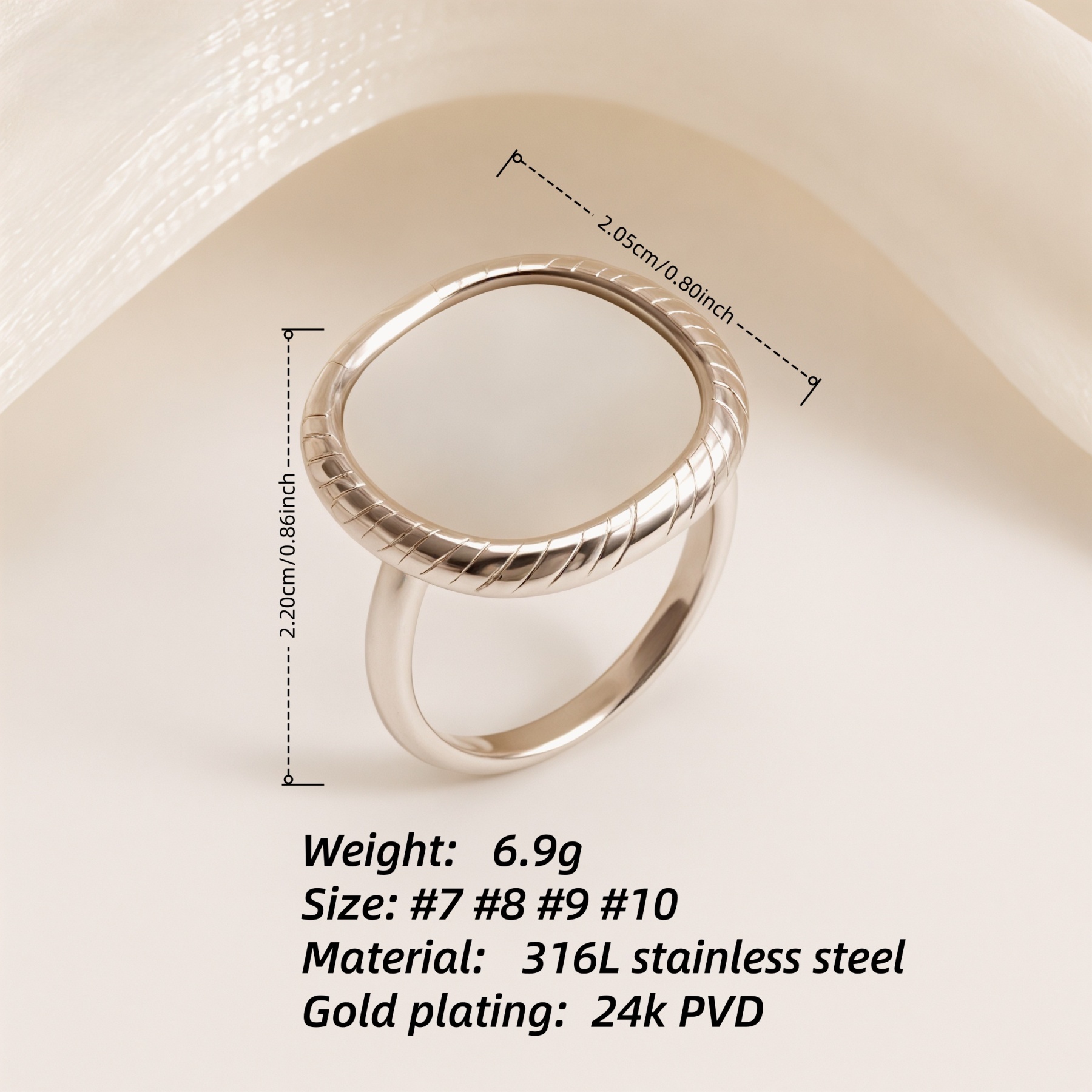 Metallic Texture Mother - of - Pearl Ring Set - Trendy and Versatile Unisex Accessory