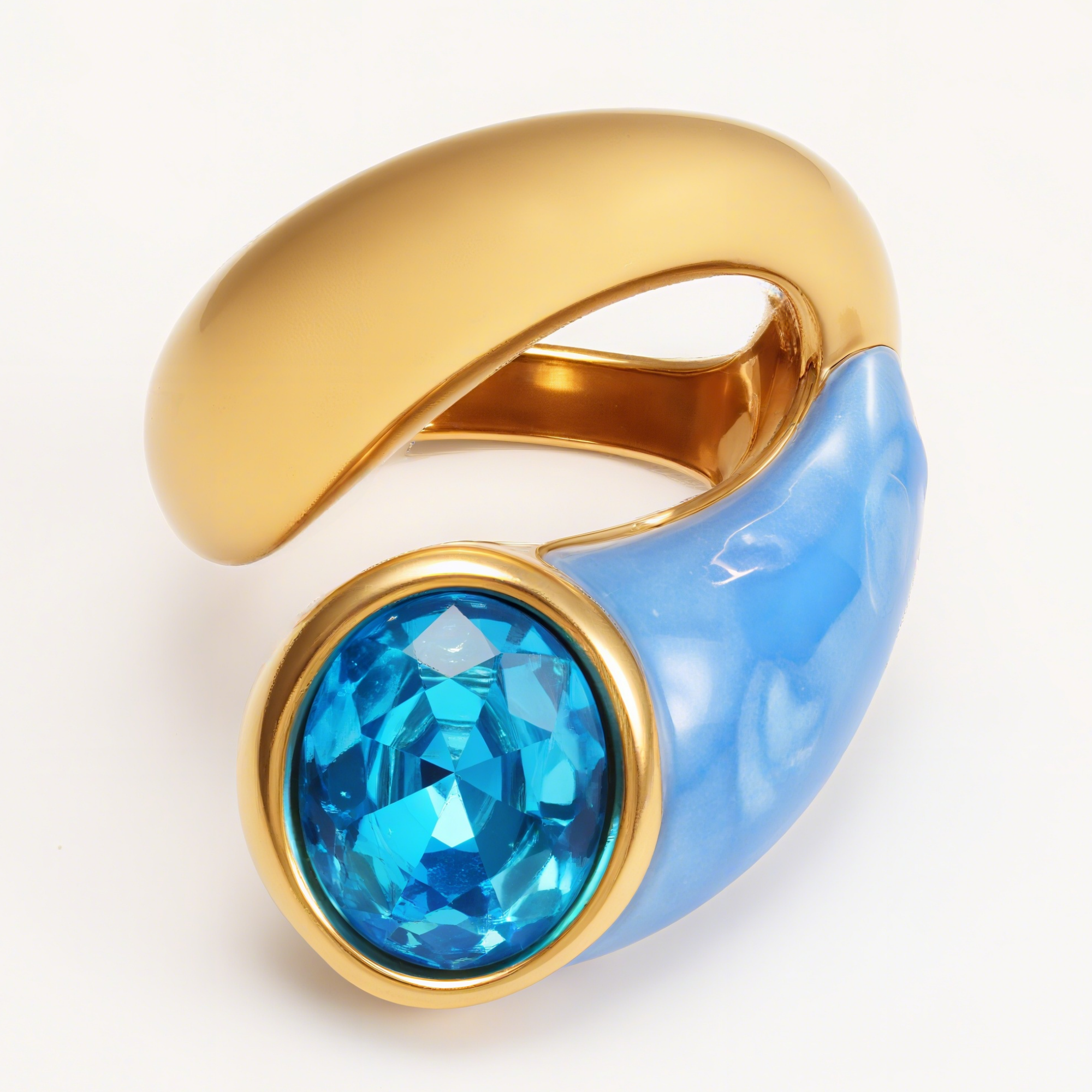 Twisted Design Enamel & Gem Stainless Steel Ring - Trendy Accessory | G004485-JinBaoJewerly
