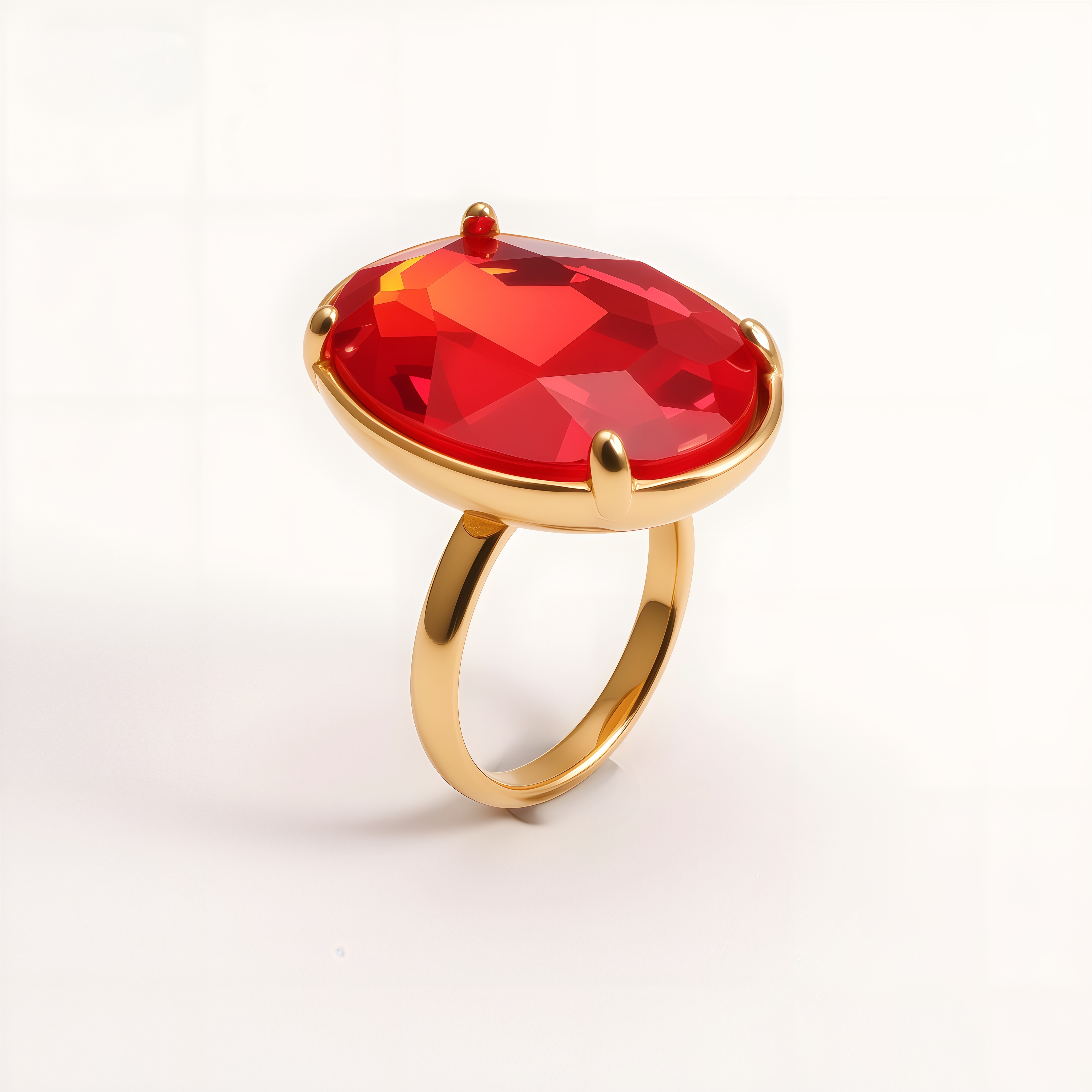 Gold Plated Stainless Steel Oval Citrine Gemstone Ring for Women Fashion for Party & Daily Wear