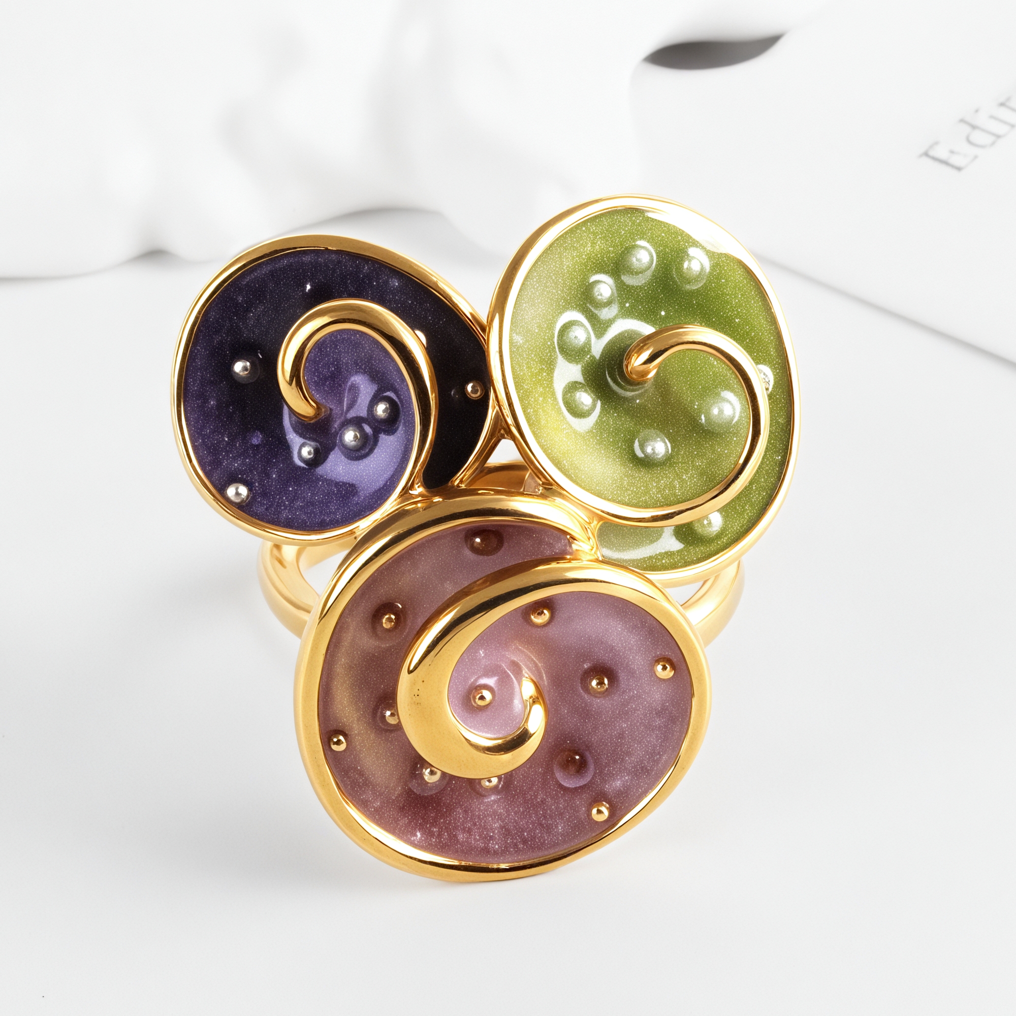 Creative Leaf Design Epoxy Resin Stainless Steel Women's Ring-JinBaoJewerly