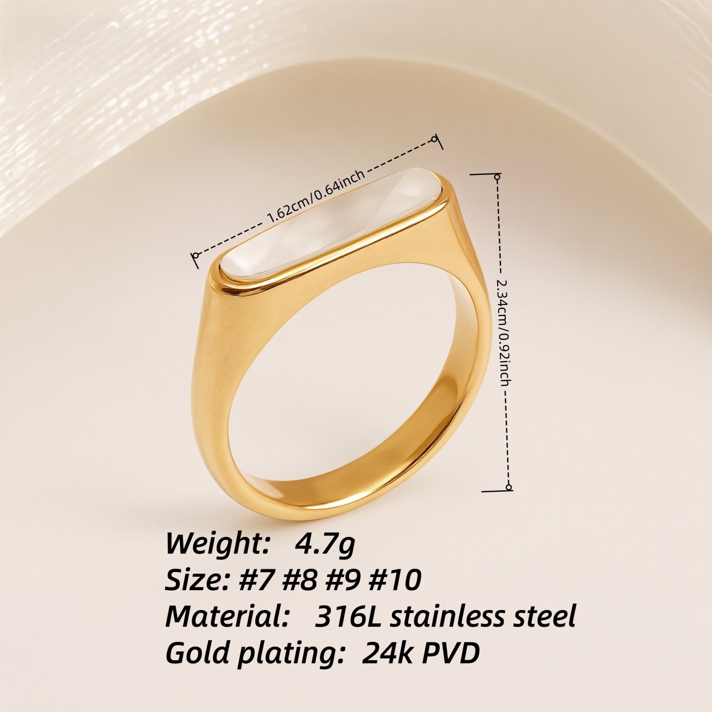 Metallic Texture Mother - of - Pearl Ring Set - Trendy and Versatile Unisex Accessory