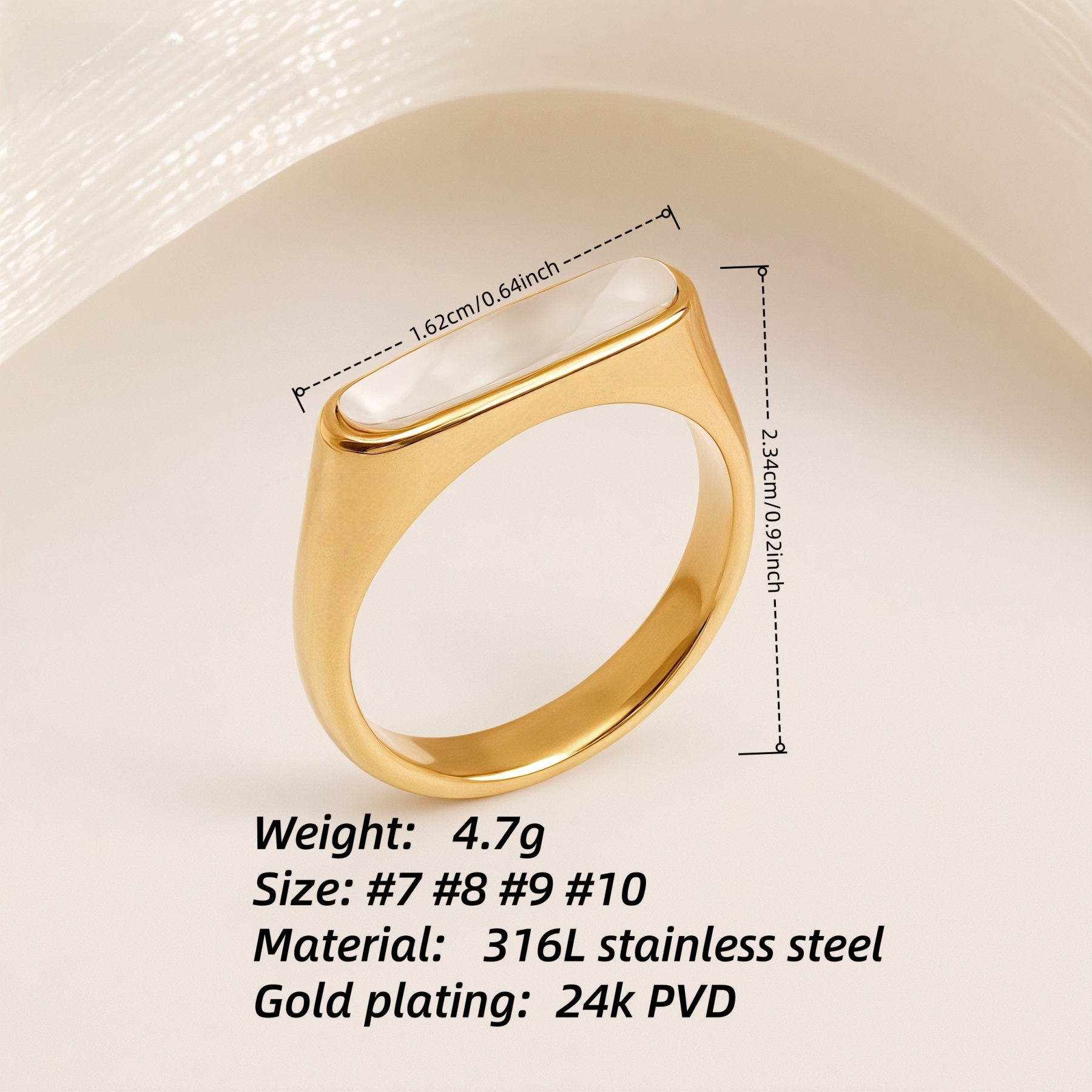 Metallic Texture Mother - of - Pearl Ring Set - Trendy and Versatile Unisex Accessory