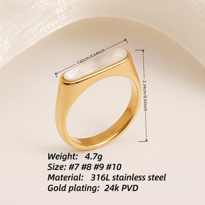 Metallic Texture Mother - of - Pearl Ring Set - Trendy and Versatile Unisex Accessory