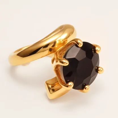 Luxury Style Colored Crystal Stainless Steel Women's Ring丨XHBL-1-HO-JinBaoJewerly