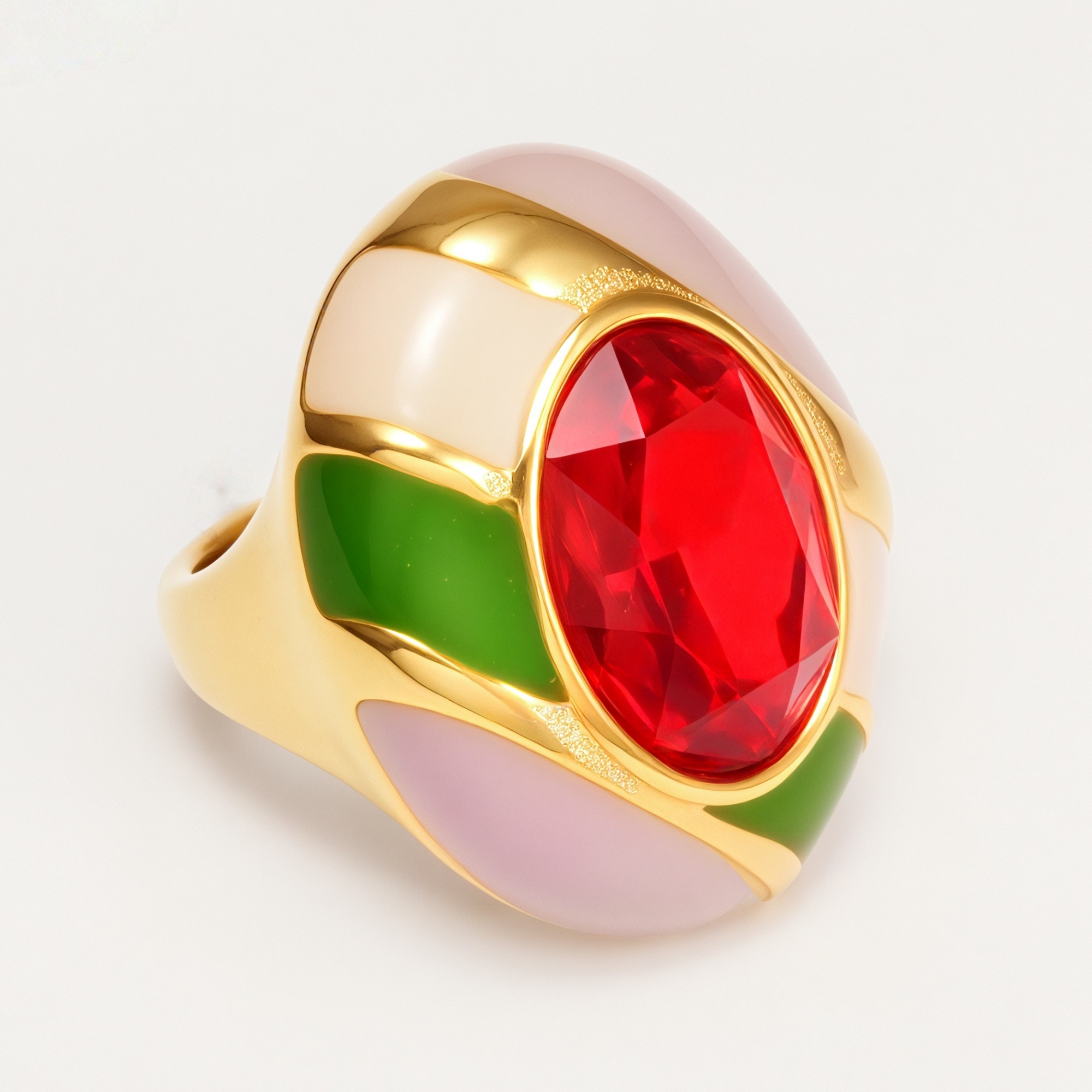 Luxury Enamel Gemstone Inlaid Stainless Steel Women's Ring | G004462JHU-JinBaoJewerly