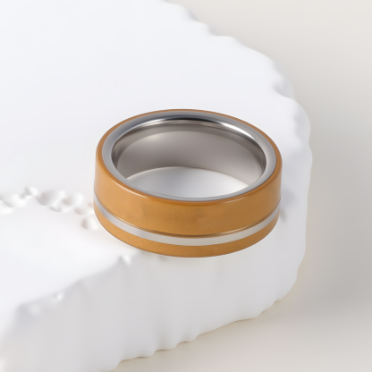 Wood Grain Inlaid Resin Stainless Steel Men's Ring丨P00123-JinBaoJewerly