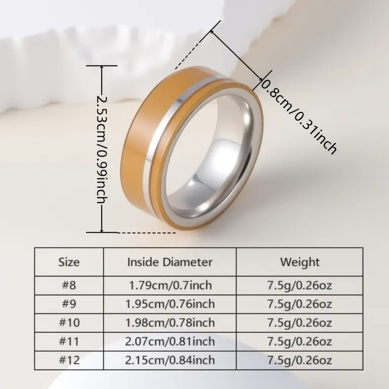 Wood Grain Inlaid Resin Stainless Steel Men's Ring丨P00123-JinBaoJewerly