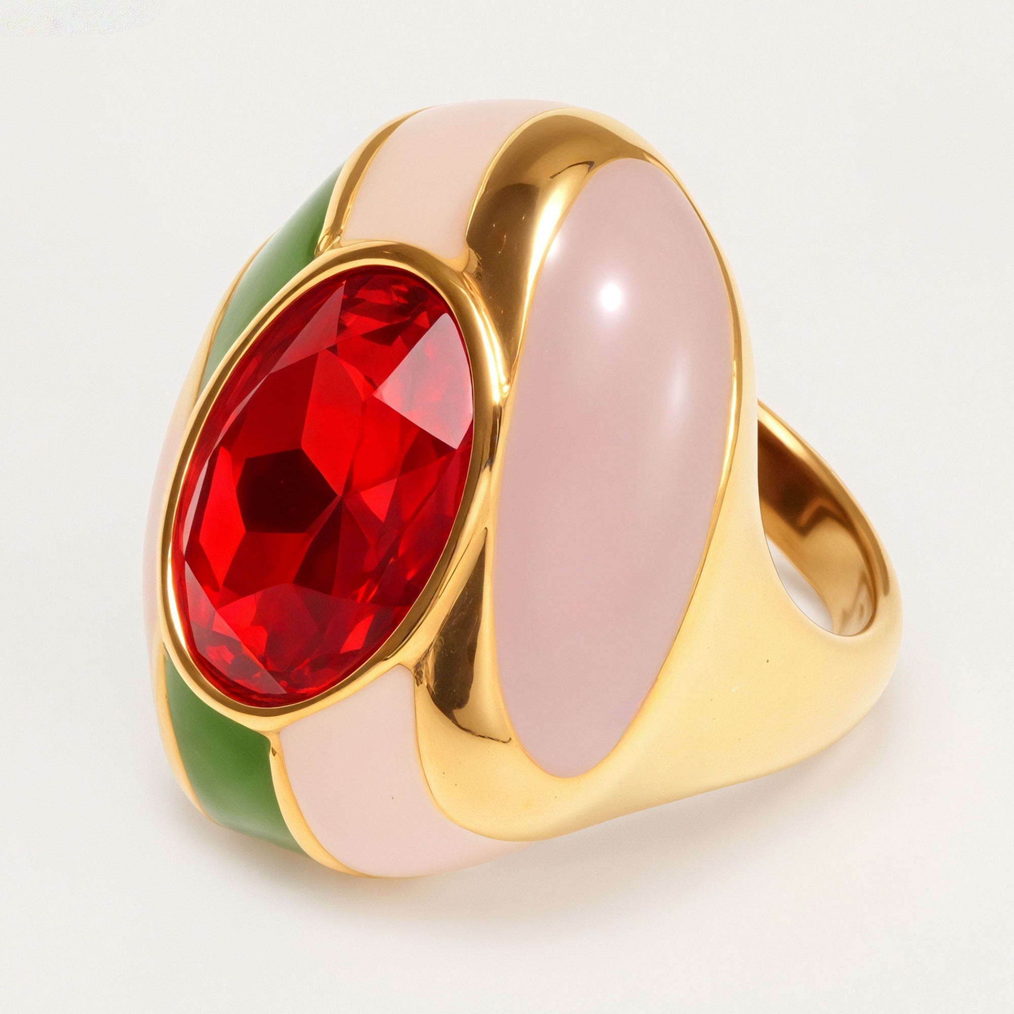 Luxury Enamel Gemstone Inlaid Stainless Steel Women's Ring | G004462JHU-JinBaoJewerly