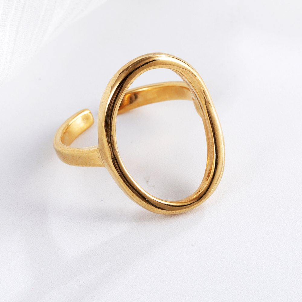 Sleek Oval Shape Stainless Steel Ring for Women | N0012-JinBaoJewerly