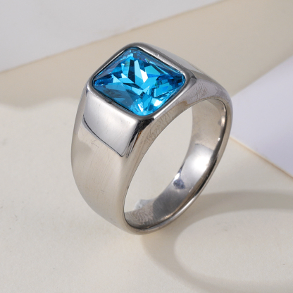 Vintage Stainless Steel Gemstone Ring Classic Style for Men | BL1072-JinBaoJewerly