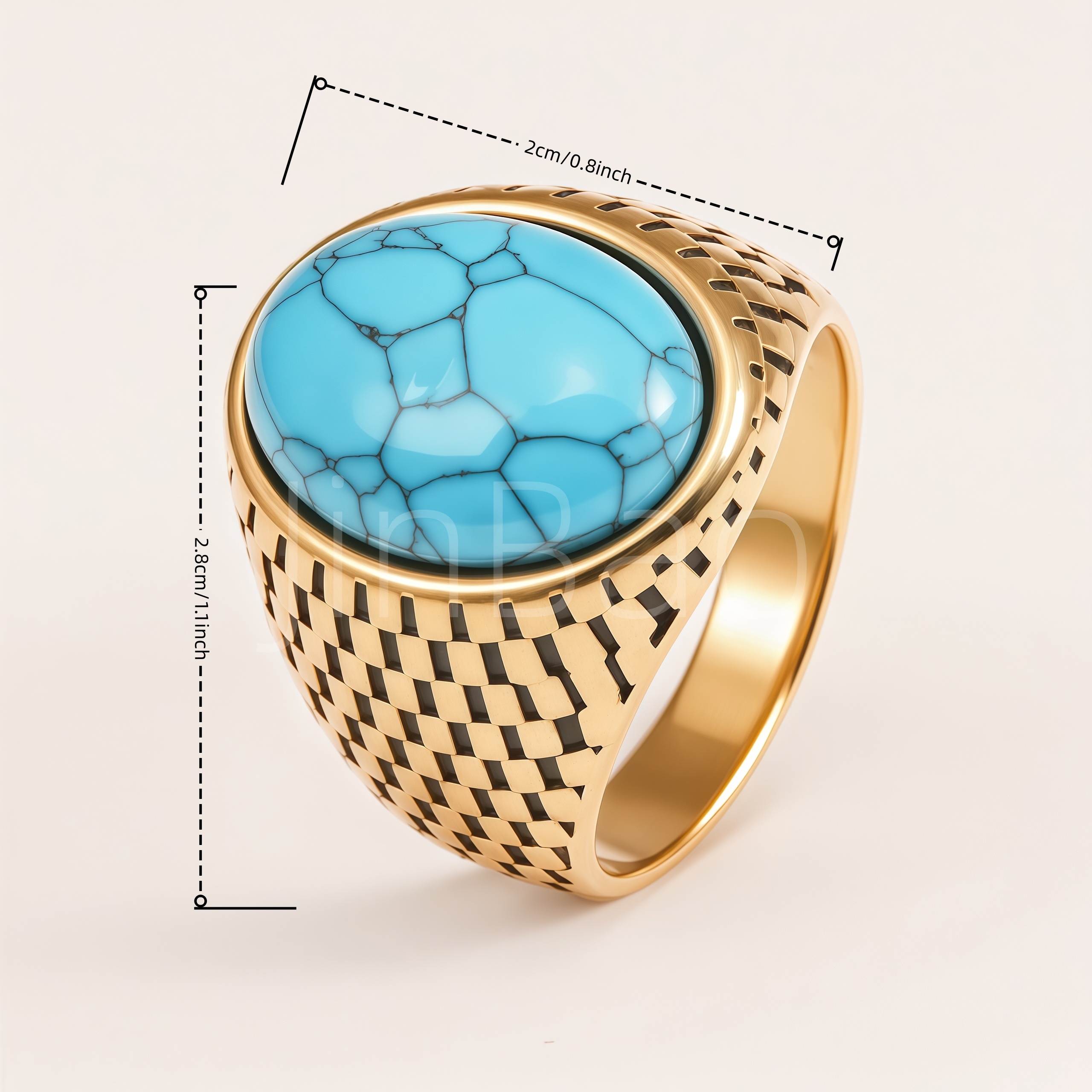Ethnic Turquoise Stone Stainless Steel Men Statement Finger Ring