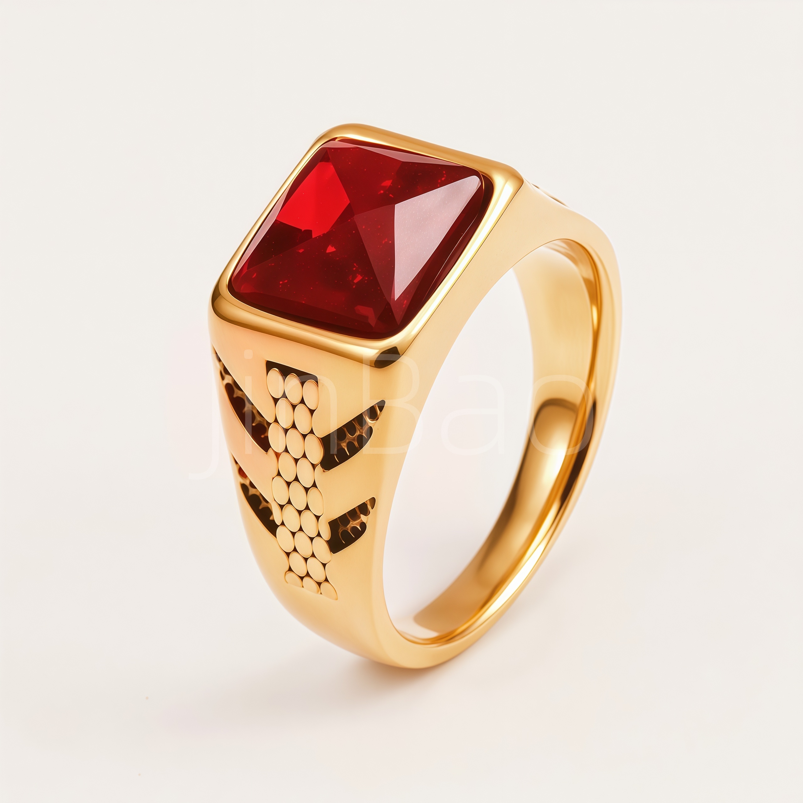 Square Colorful Crystal Signet Men's Ring | B120