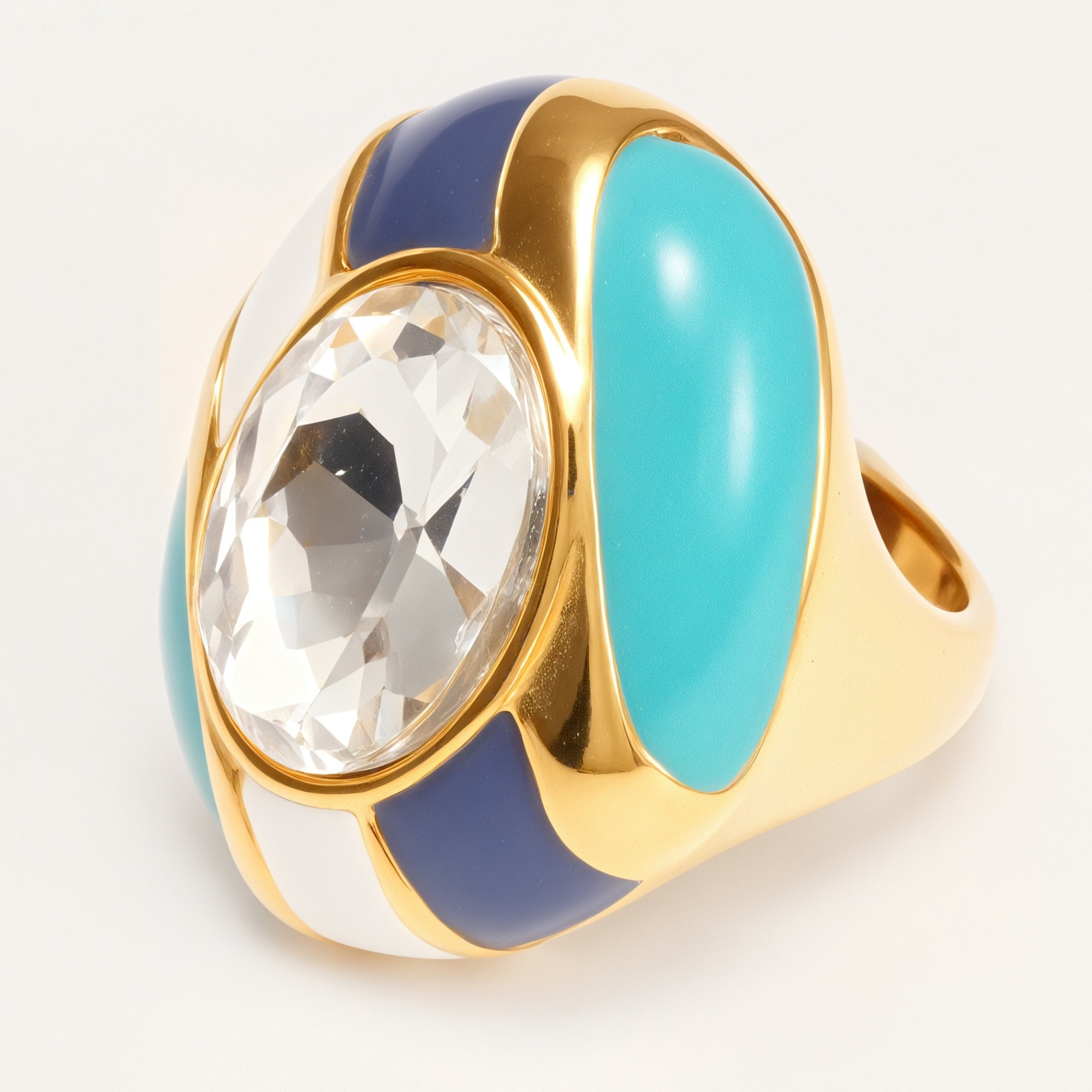 Luxury Enamel Gemstone Inlaid Stainless Steel Women's Ring | G004462JHU-JinBaoJewerly