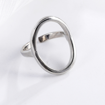 Sleek Oval Shape Stainless Steel Ring for Women | N0012-JinBaoJewerly