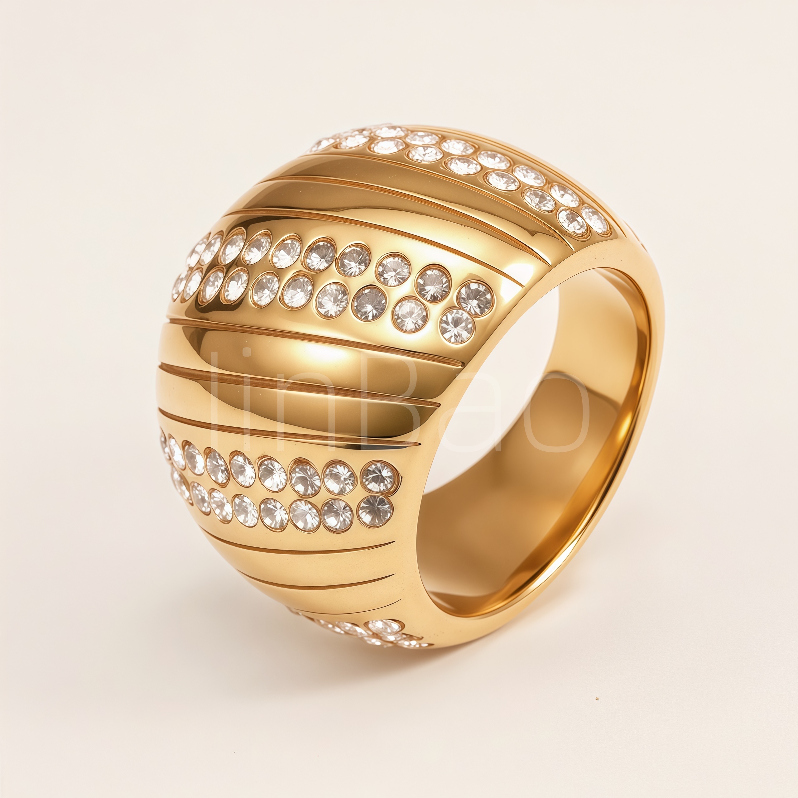 Multi-Style Gold Pave Crystal Chunky Statement Ring for Women
