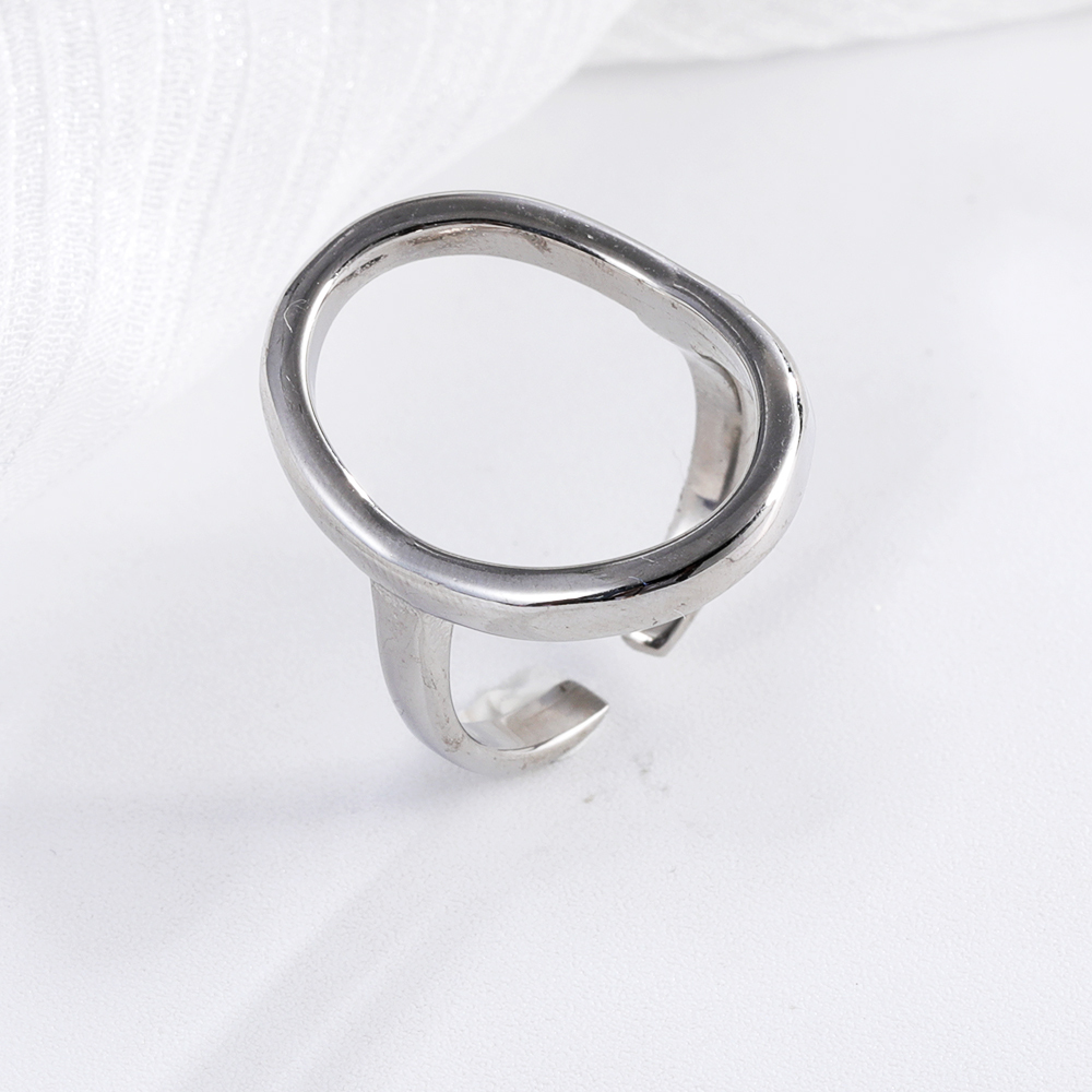 Sleek Oval Shape Stainless Steel Ring for Women | N0012-JinBaoJewerly