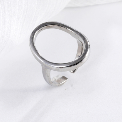 Sleek Oval Shape Stainless Steel Ring for Women | N0012-JinBaoJewerly