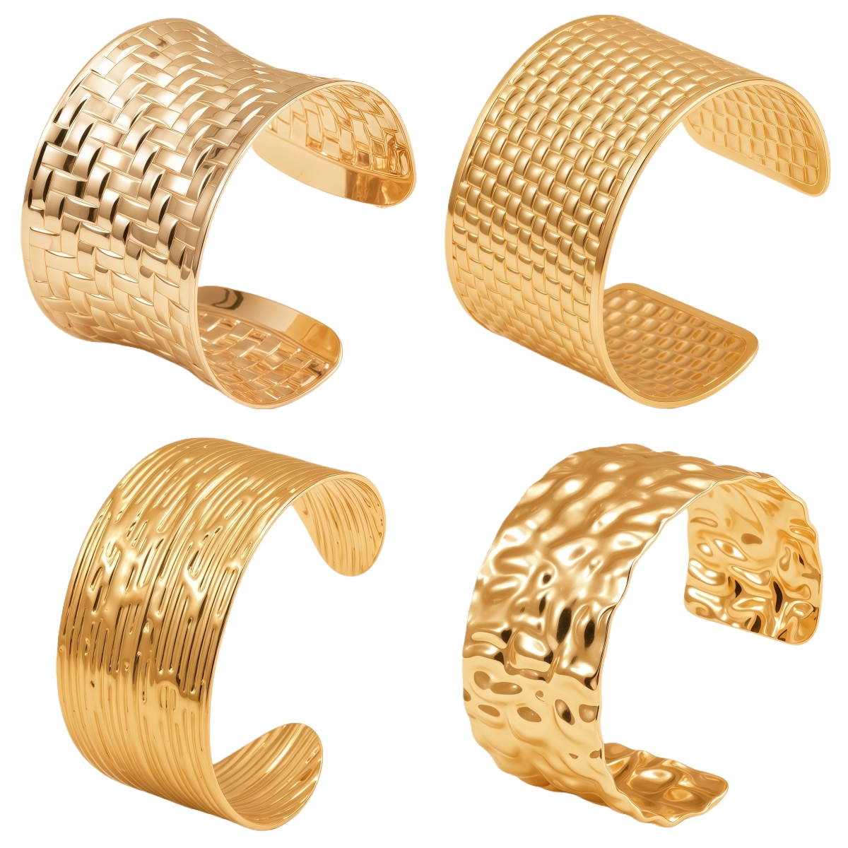 24K Stainless Steel Women's Cuff Bracelet Set Unique designs