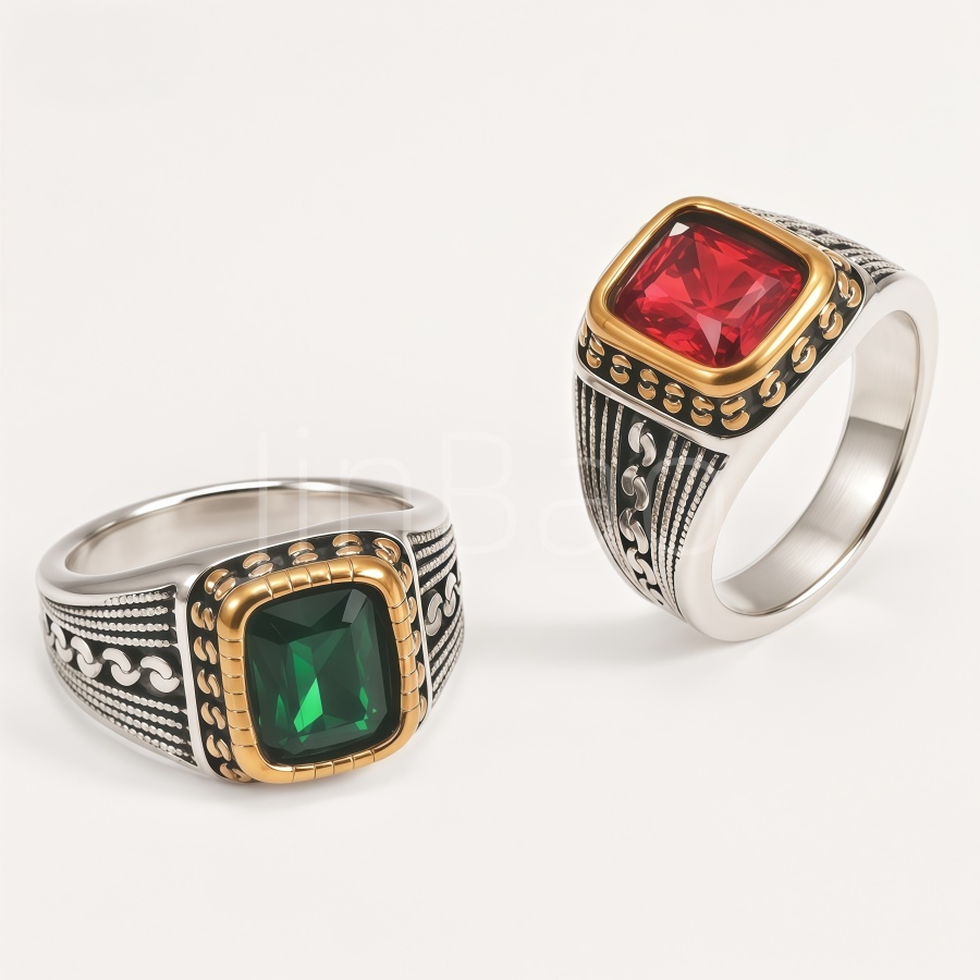 Vintage Rope‑Textured Men Signet Ring | B186