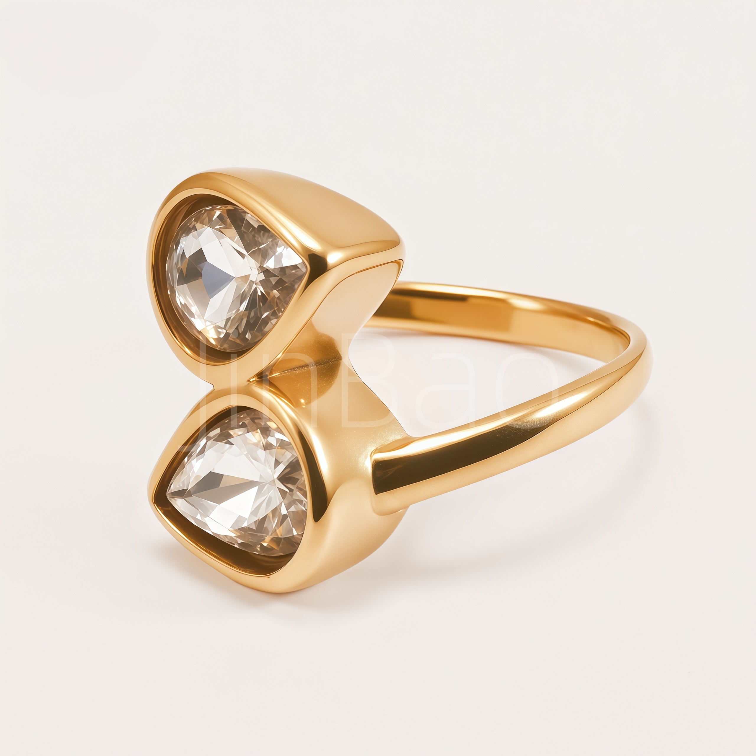 Sleek Minimalist Twin Pear-Shaped Women Ring | E00559