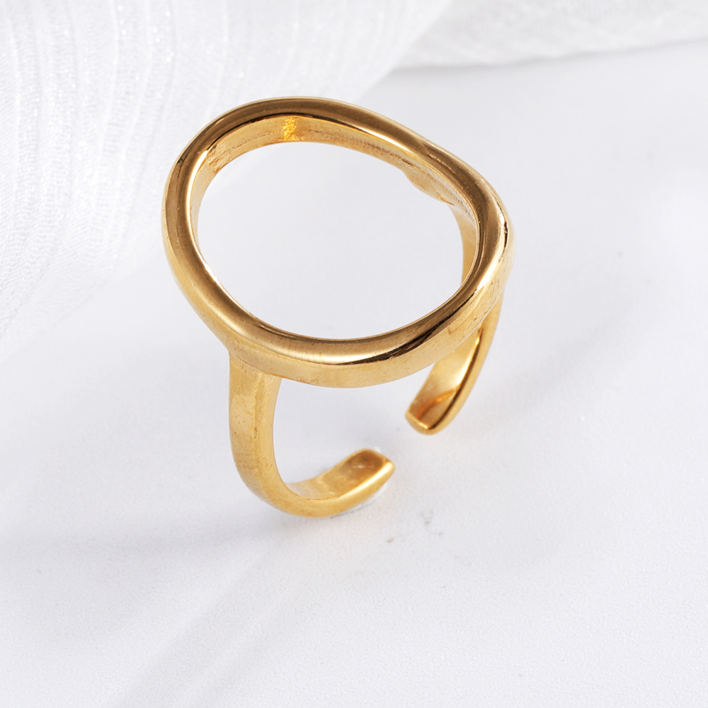 Sleek Oval Shape Stainless Steel Ring for Women | N0012-JinBaoJewerly