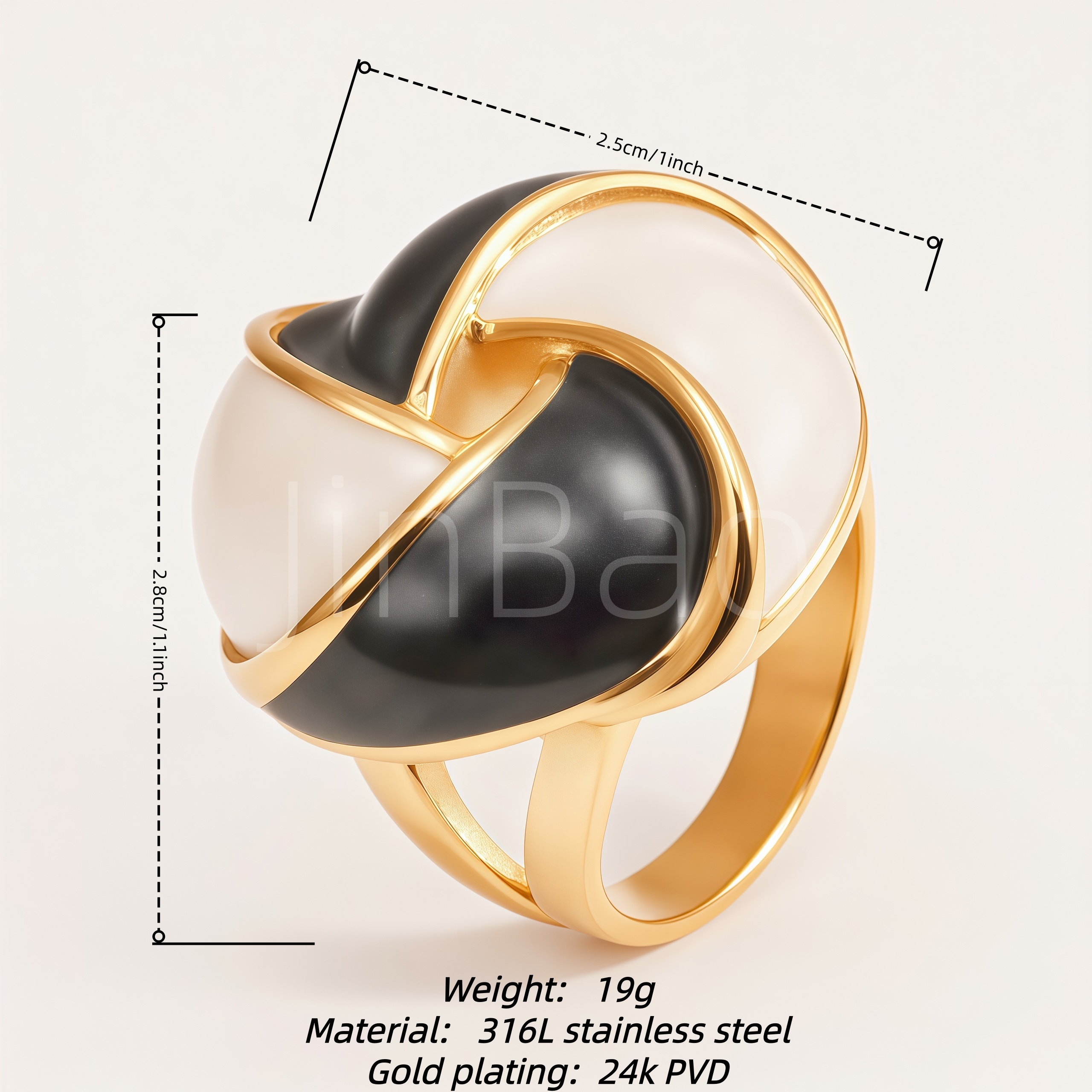 Minimalist Intertwined Curved Enamel Women Ring