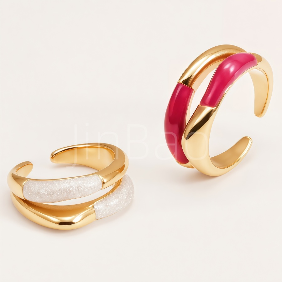 Minimalist Stackable Enamel Women Open Ring | B0083