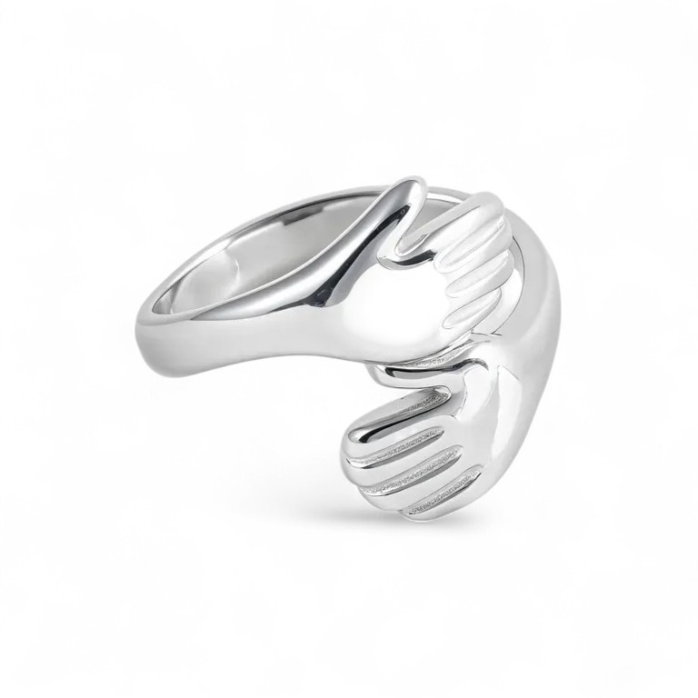 Creative Double Hand Stainless Steel Ring Unisex Ring | G00449-JinBaoJewerly