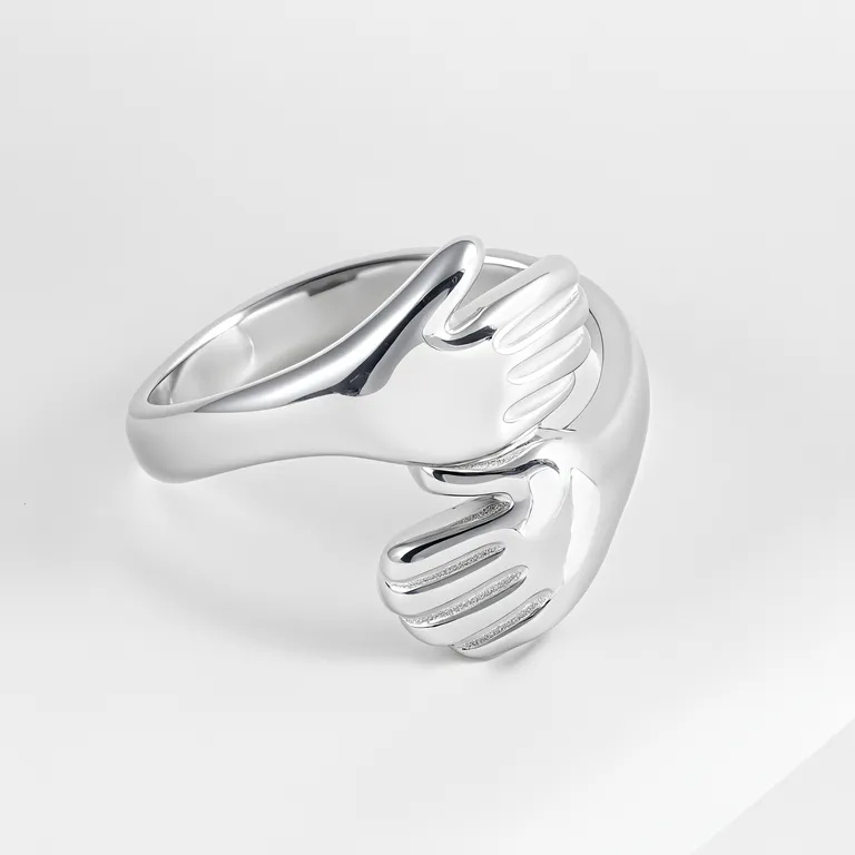 Creative Double Hand Stainless Steel Ring Unisex Ring | G00449-JinBaoJewerly