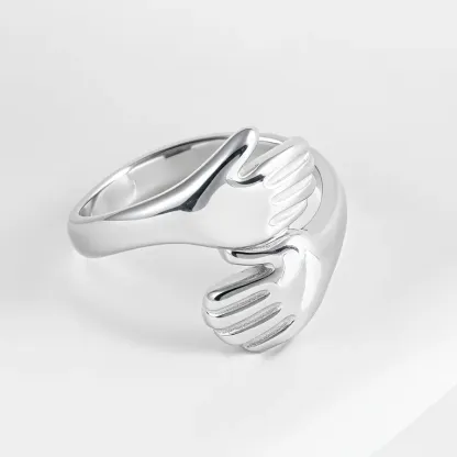 Creative Double Hand Stainless Steel Ring Unisex Ring | G00449-JinBaoJewerly