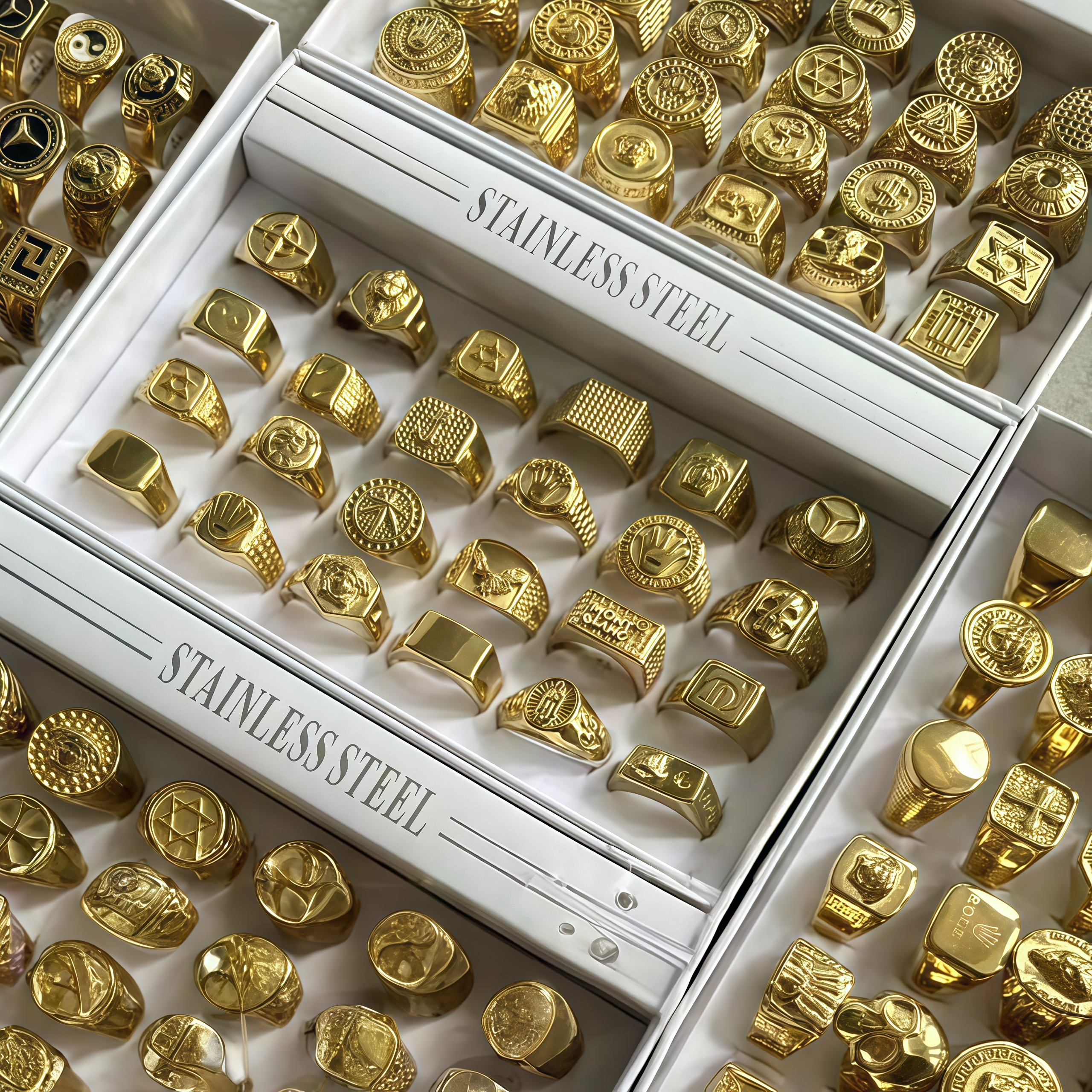 24x Gold Men's Steel Ring【Size Can Be Specified】