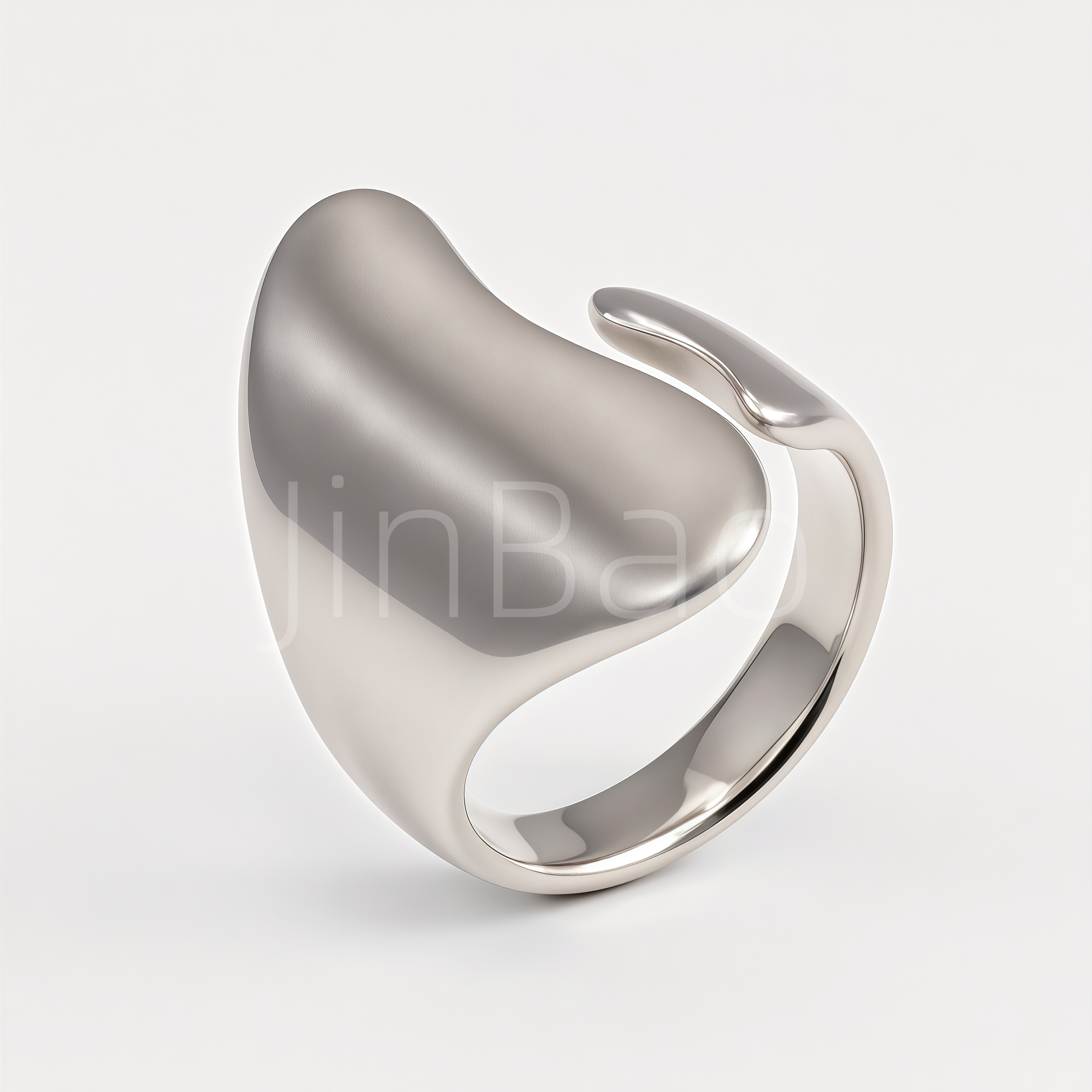 Asymmetric Pebble Fluid Open Cuff Statement Ring for Women | E00502