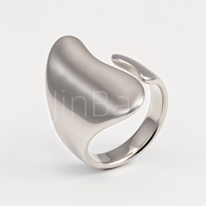 Asymmetric Pebble Fluid Open Cuff Statement Ring for Women | E00502