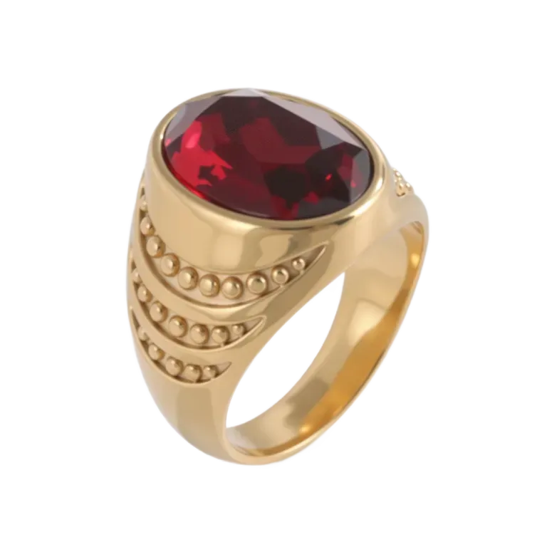 Multicolor Gemstone Ring Golden and Silver Vintage Design for Women and Men | B350-JinBaoJewerly