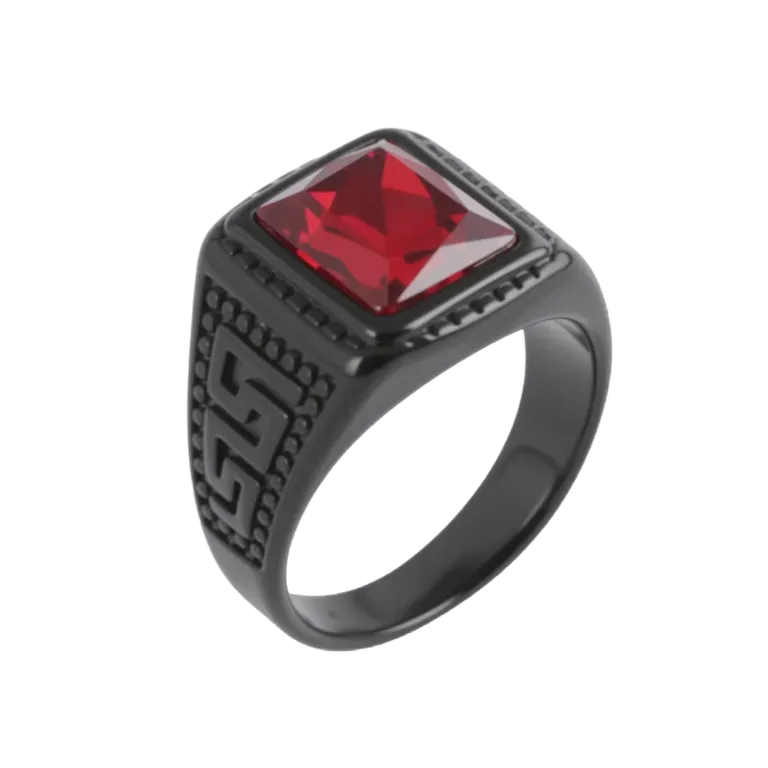 Vintage Stainless Steel Ring with Colored Gemstones Classic Fashion for Men | BL120-JinBaoJewerly