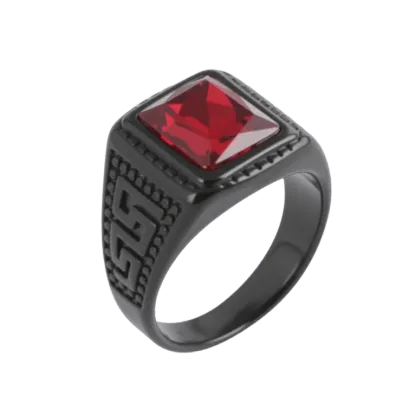 Vintage Stainless Steel Ring with Colored Gemstones Classic Fashion for Men | BL120-JinBaoJewerly