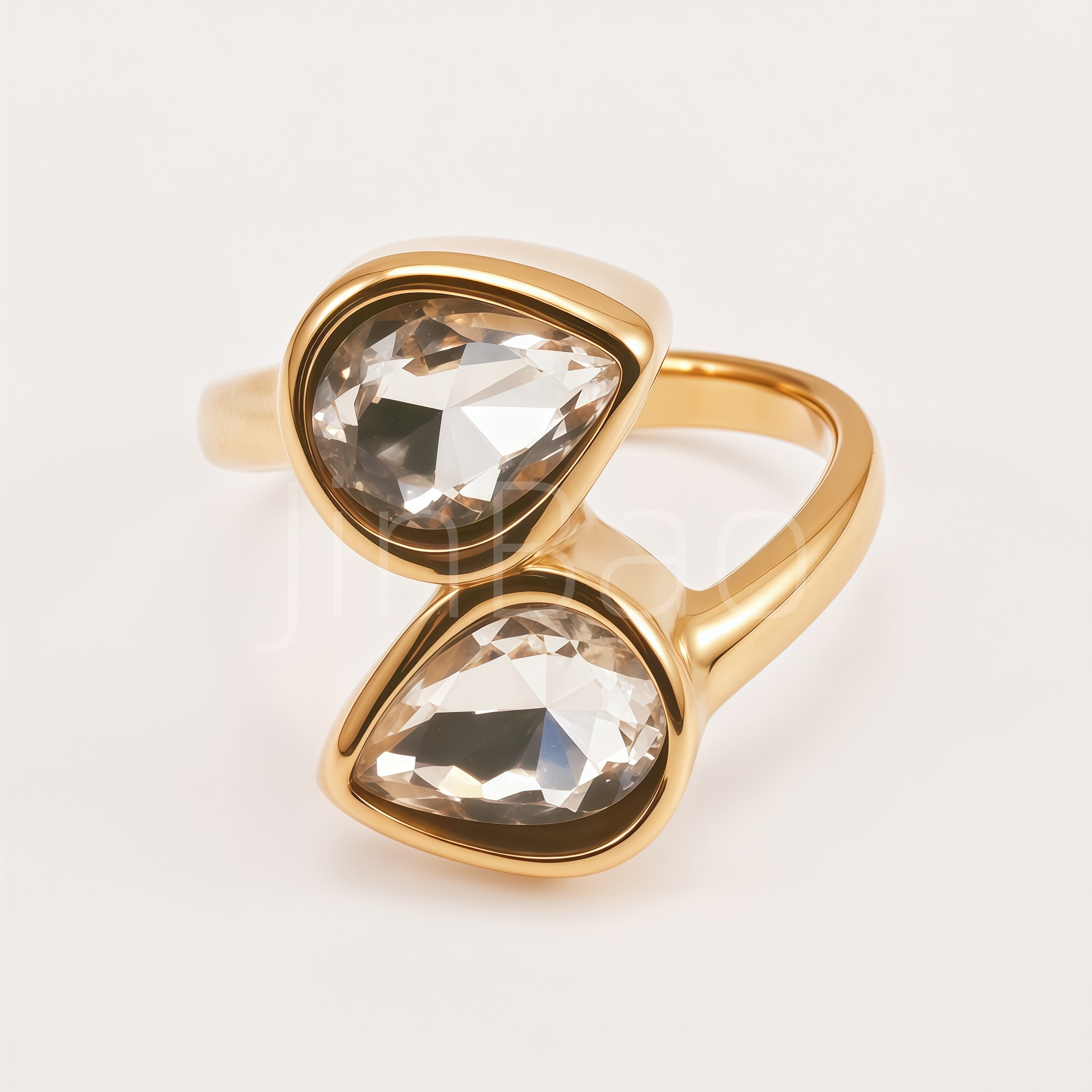Sleek Minimalist Twin Pear-Shaped Women Ring | E00559