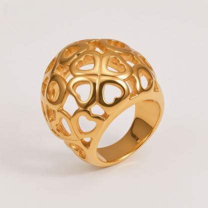 Elegant Heart Shaped Openwork Ring for Women | G00348T