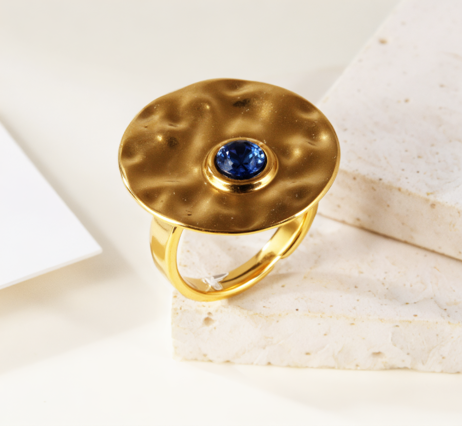 Rhythm of Blue Fold - Creative Round Ring for Women | G005411
