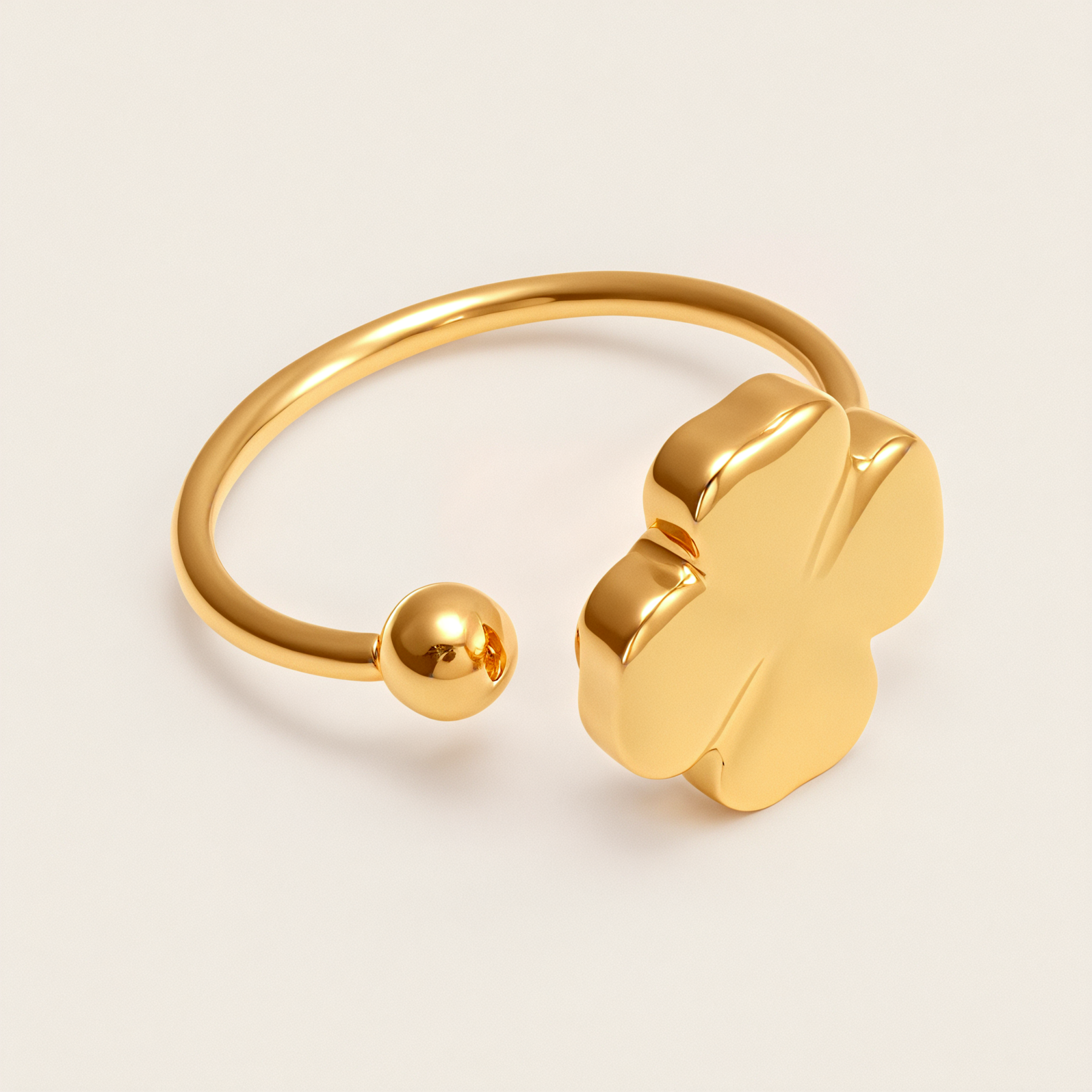 Four - Leaf Clover Gold Stainless Steel Ring, Stylish Versatile Women's Ring | G006343-JinBaoJewerly