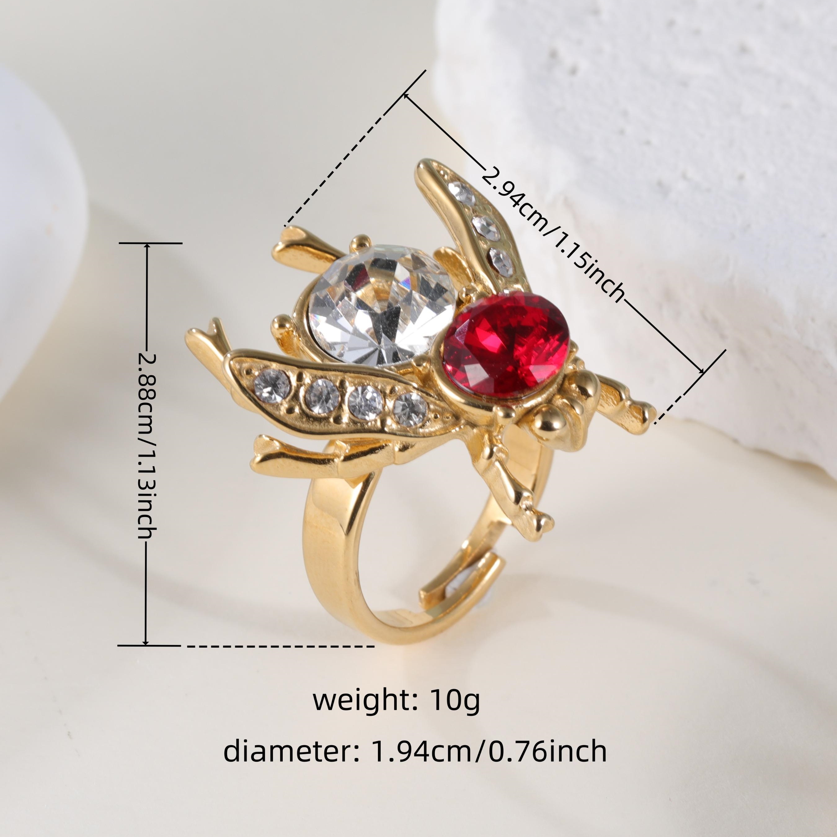 Luxury Gemstones Embellished With Cicada-Shaped Stainless Steel Women's Waterproof Ring丨K003673-JinBaoJewerly