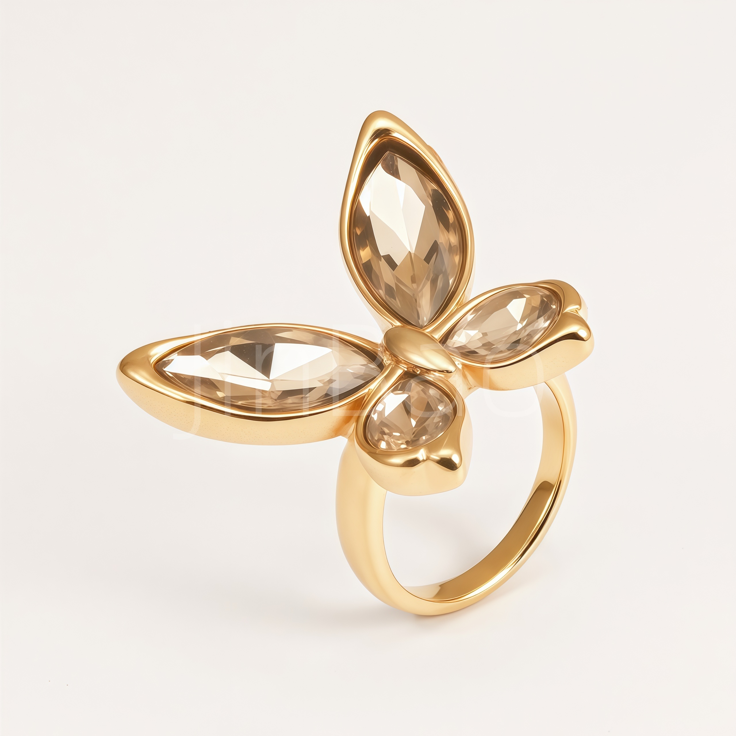 Butterfly Multi Color Pear CZ Stainless Steel Women Rings | N002803