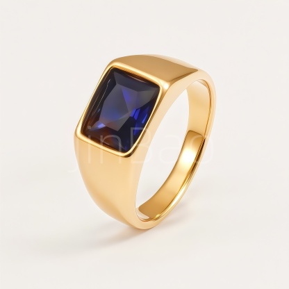 Multi Color Gem Gold Signet Ring Unisex | B134