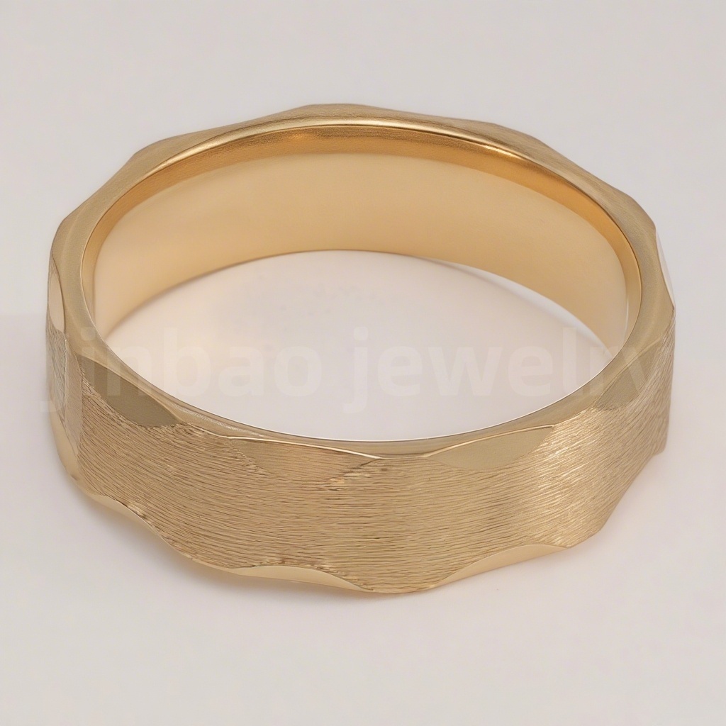 24K Gold-Plating Stainless Steel Retro Pattern Men's Waterproof Ring  6MM-JinBaoJewerly