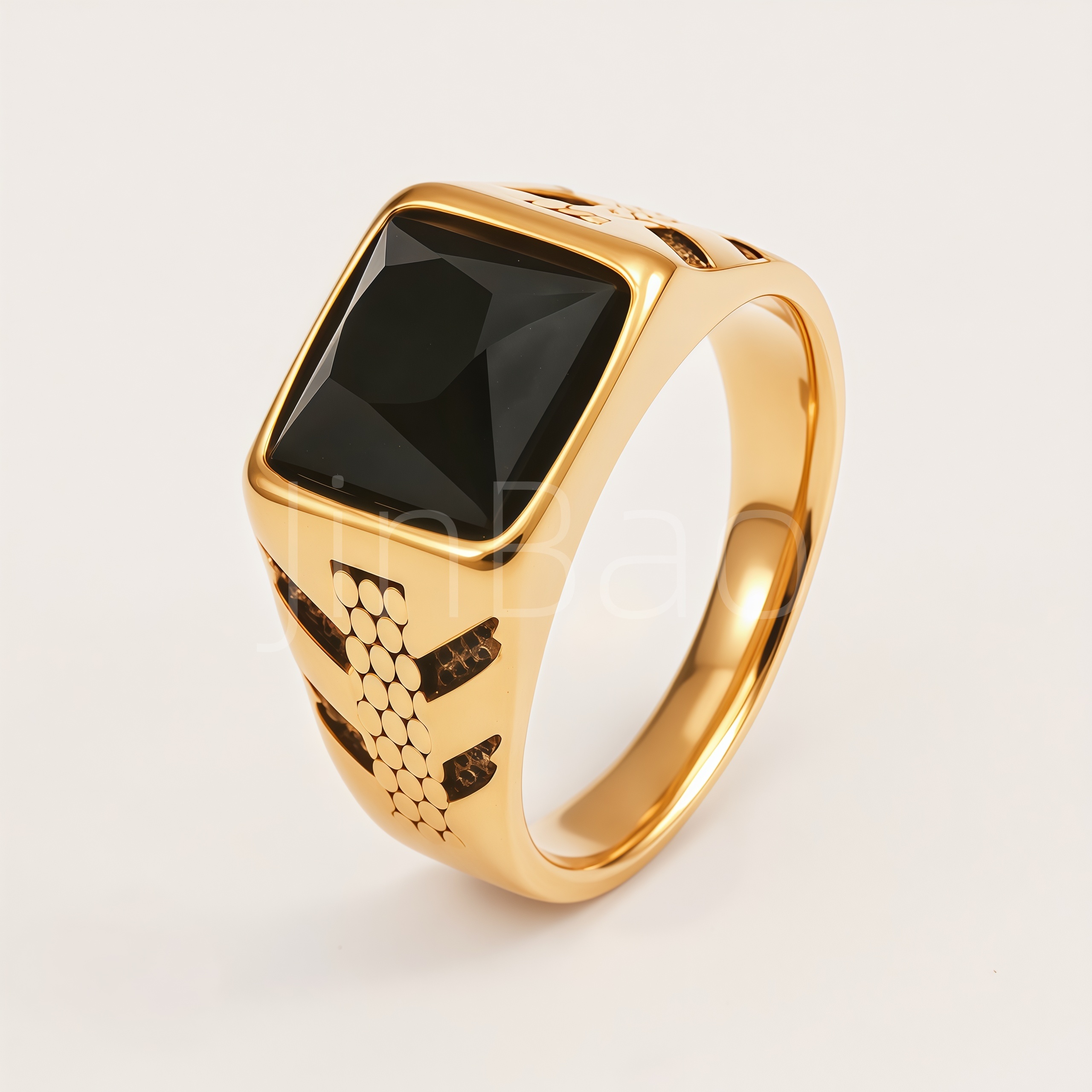 Square Colorful Crystal Signet Men's Ring | B120