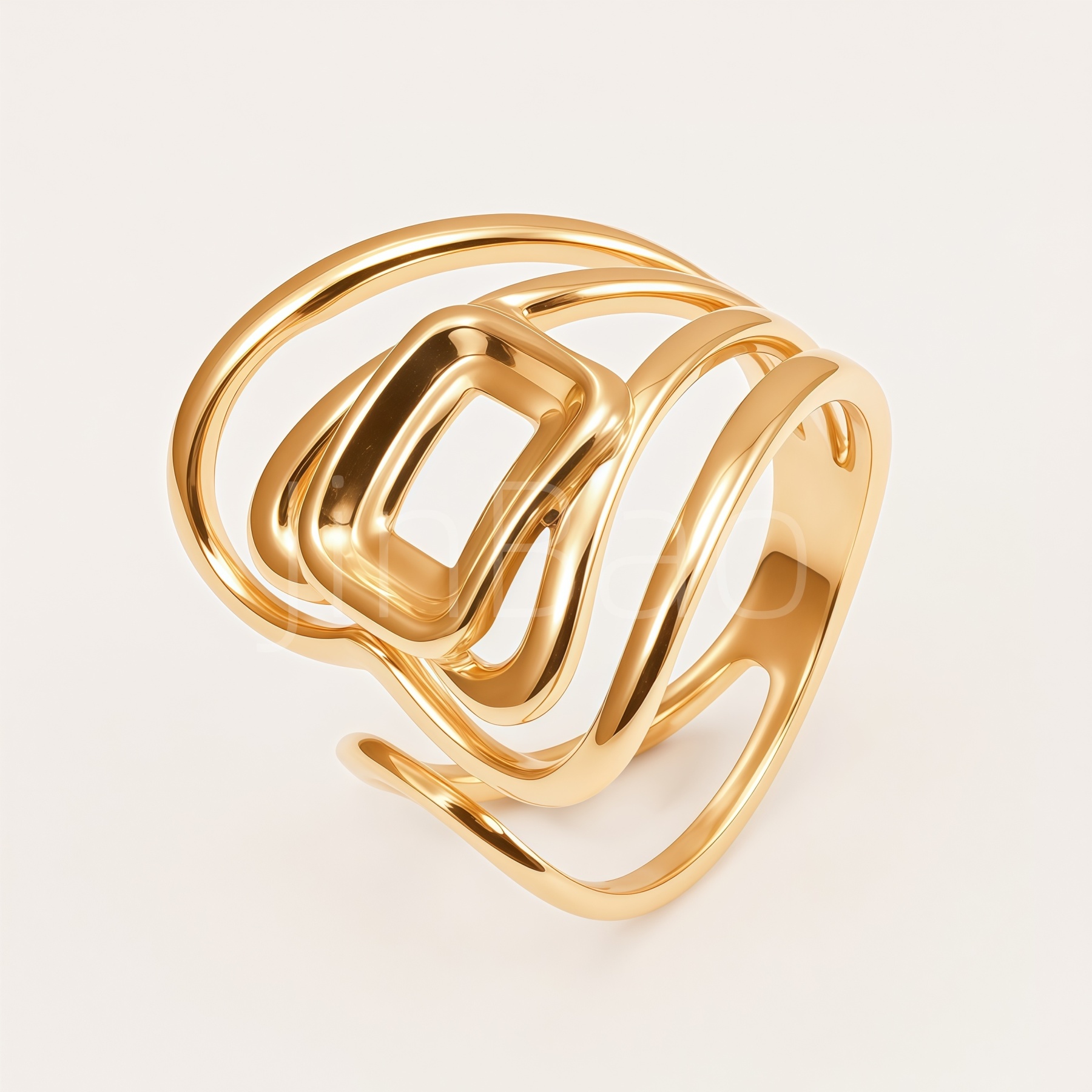 Chunky Abstract Wave Twisted Geometric Women Ring