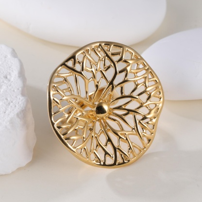Elegant Hollow Flower Design Stainless Steel Women's Waterproof Ring丨G005935-JinBaoJewerly