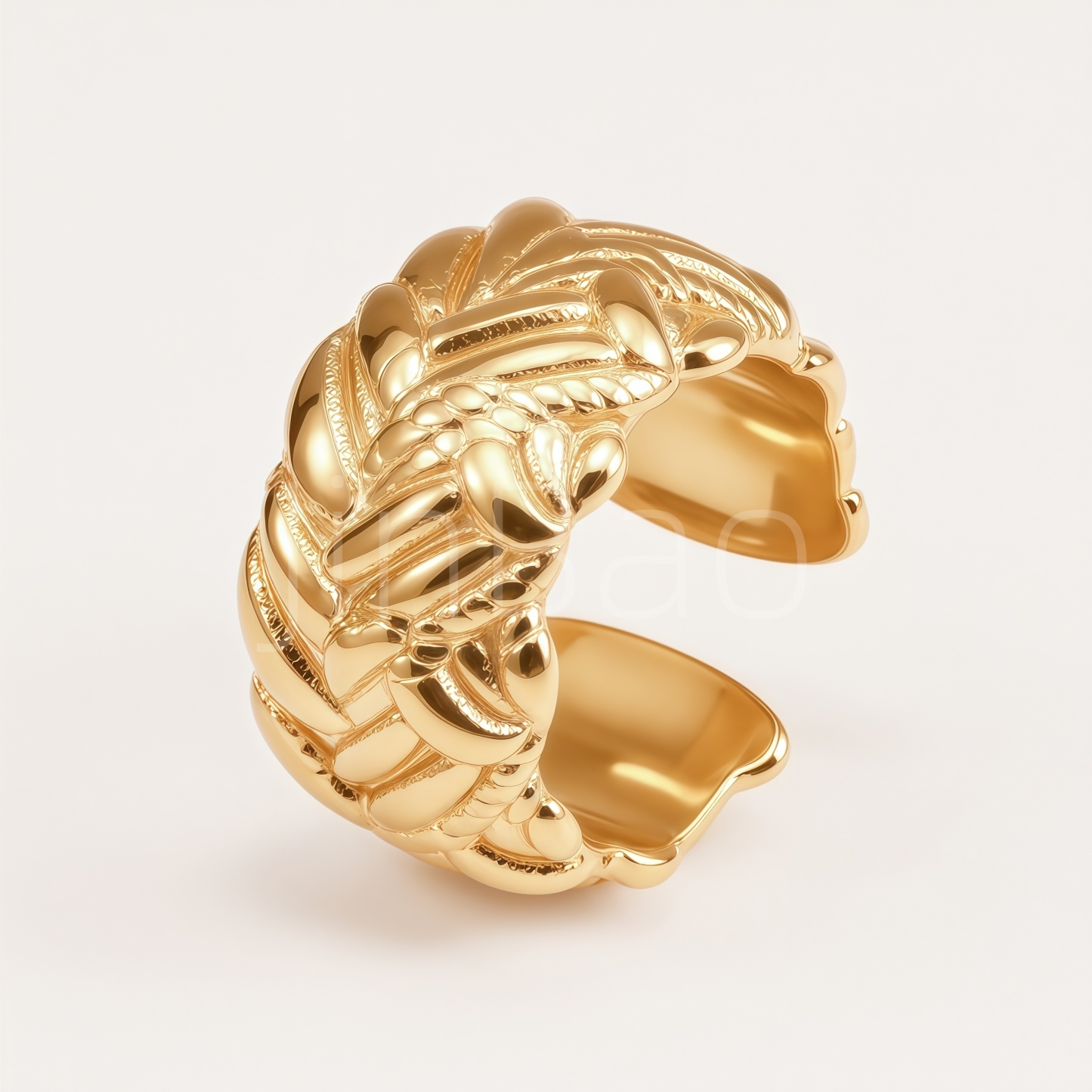 Braided Texture Chunky Wide Open Cuff Statement Women's Ring | E00540J